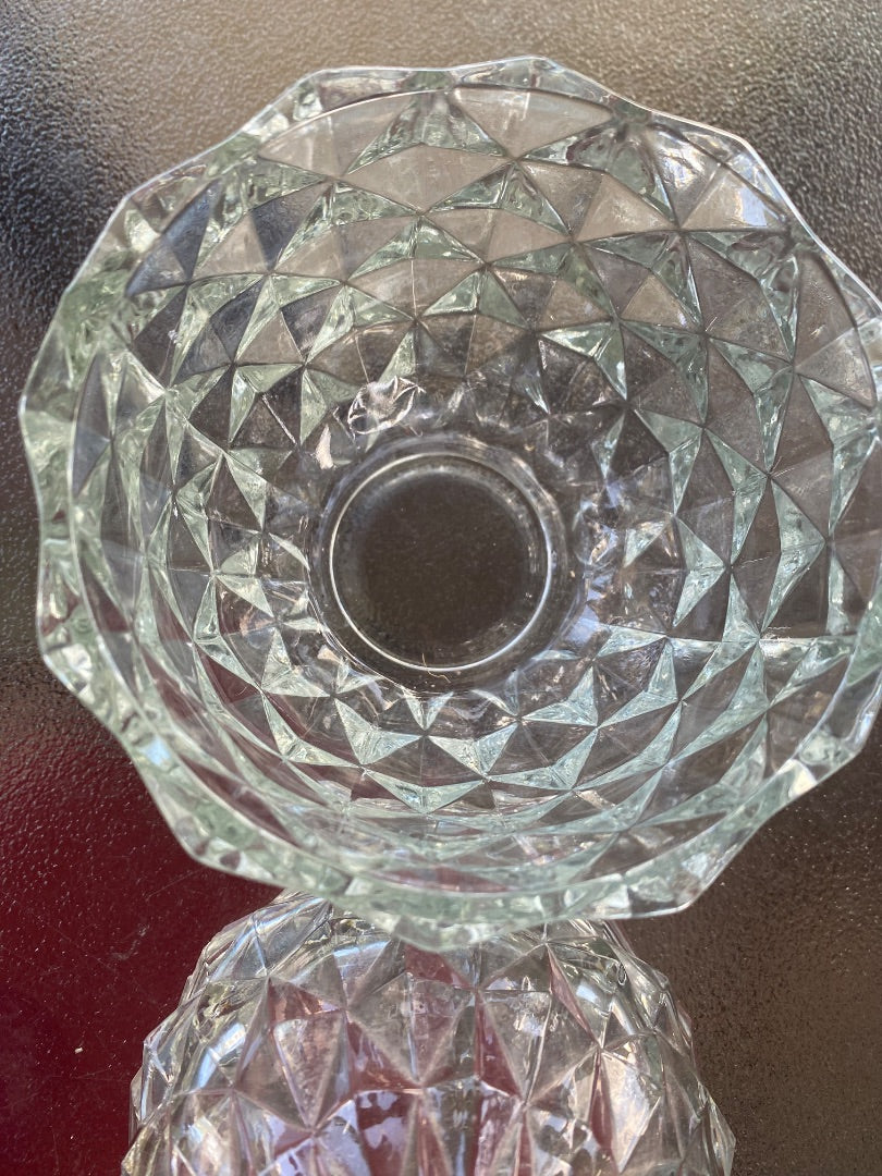 Clear Fostoria Fostoria Lidded Pineapples, 7.5”