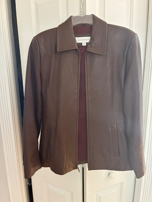 Leather zip-up jacket, size M