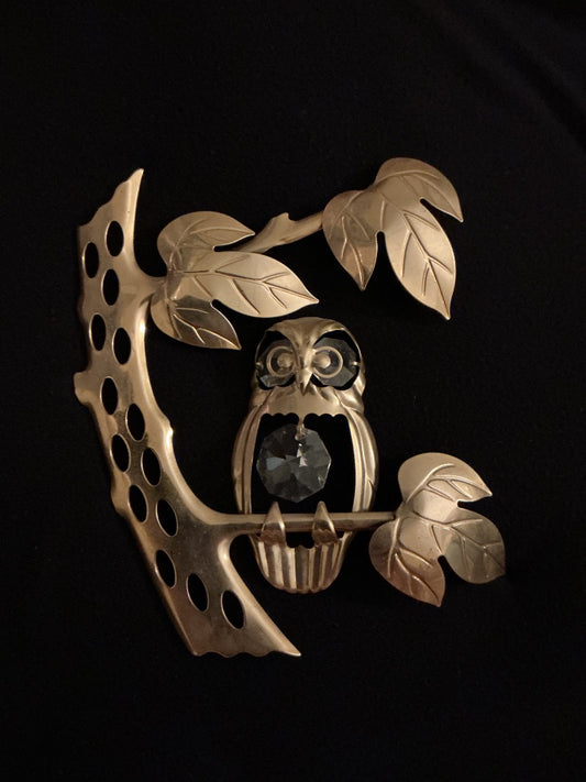 gold Mascot International Brass and crystal owl, 5.5”