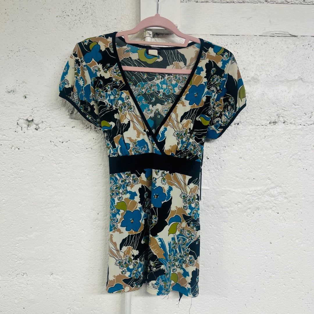 Y2K Babydoll Tie-Waist Blouse