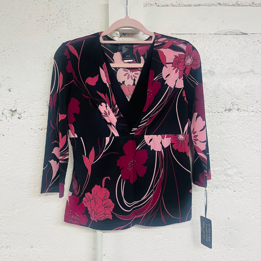 Y2K Floral V-Neck Blouse, M/L