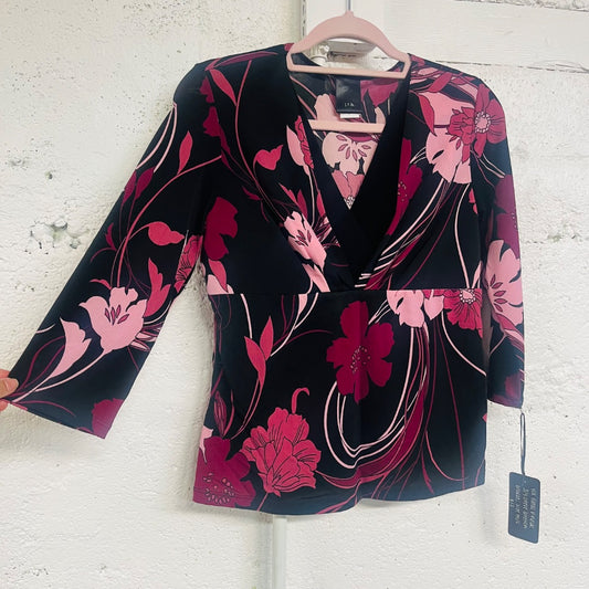 Y2K Floral V-Neck Blouse, M/L