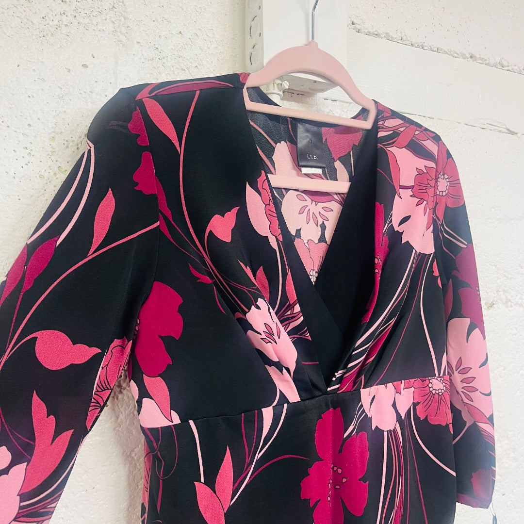 Y2K Floral V-Neck Blouse, M/L