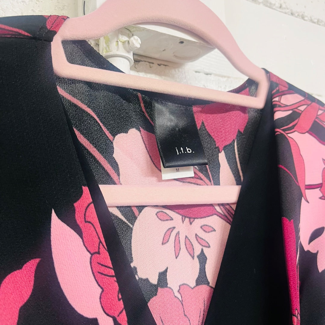 Y2K Floral V-Neck Blouse, M/L