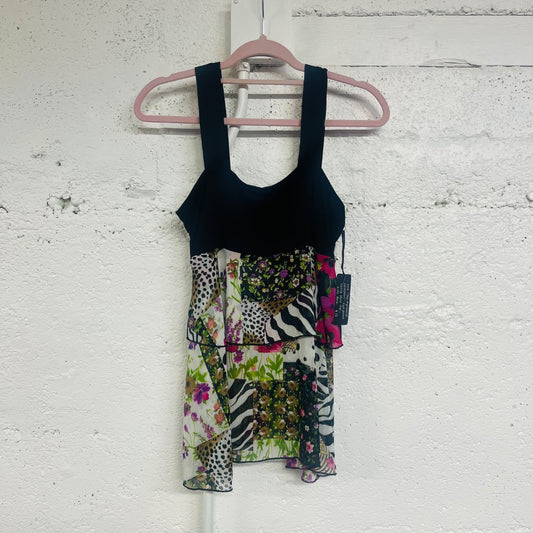 Y2K Fun Print Ruffle Tank