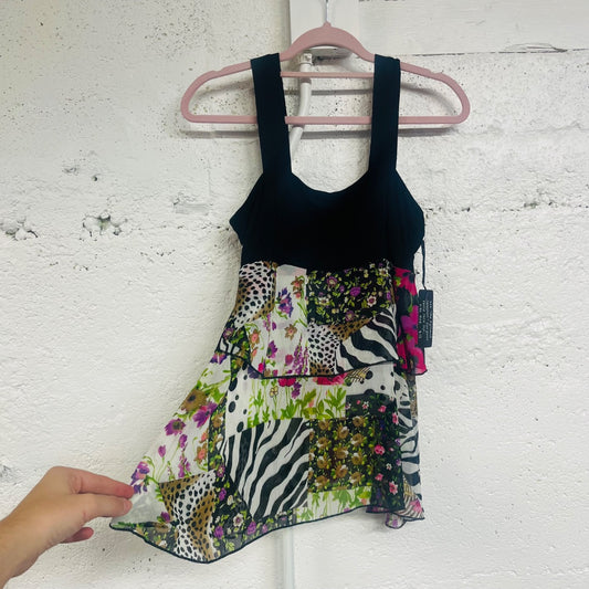 Y2K Fun Print Ruffle Tank