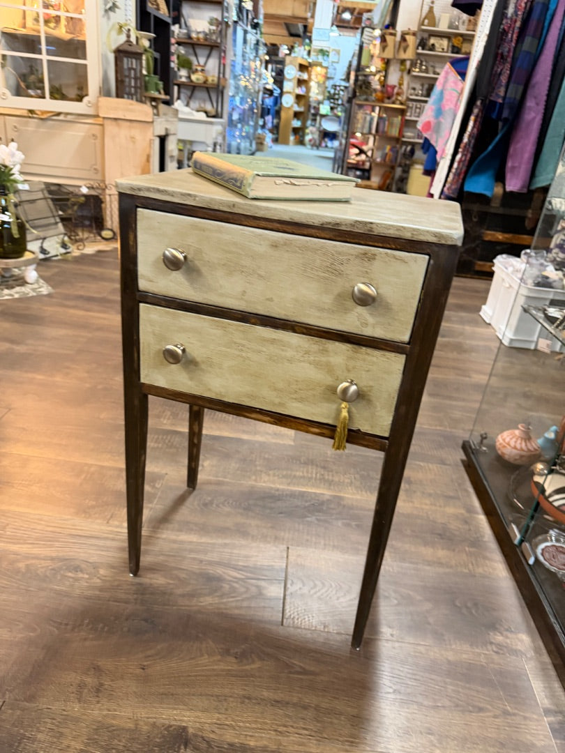 Dark wood with khaki Mid-century Sewing stand