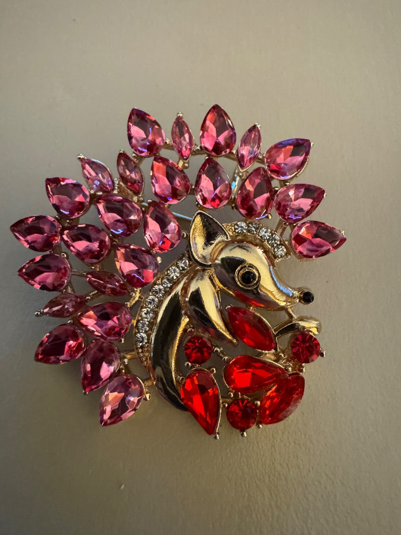 Pink Hedgehog brooch
