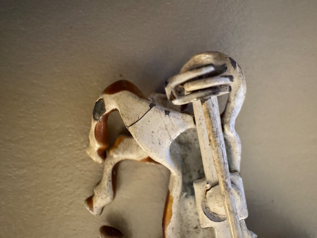 Brwnmetal horse brooch (repaired leg)