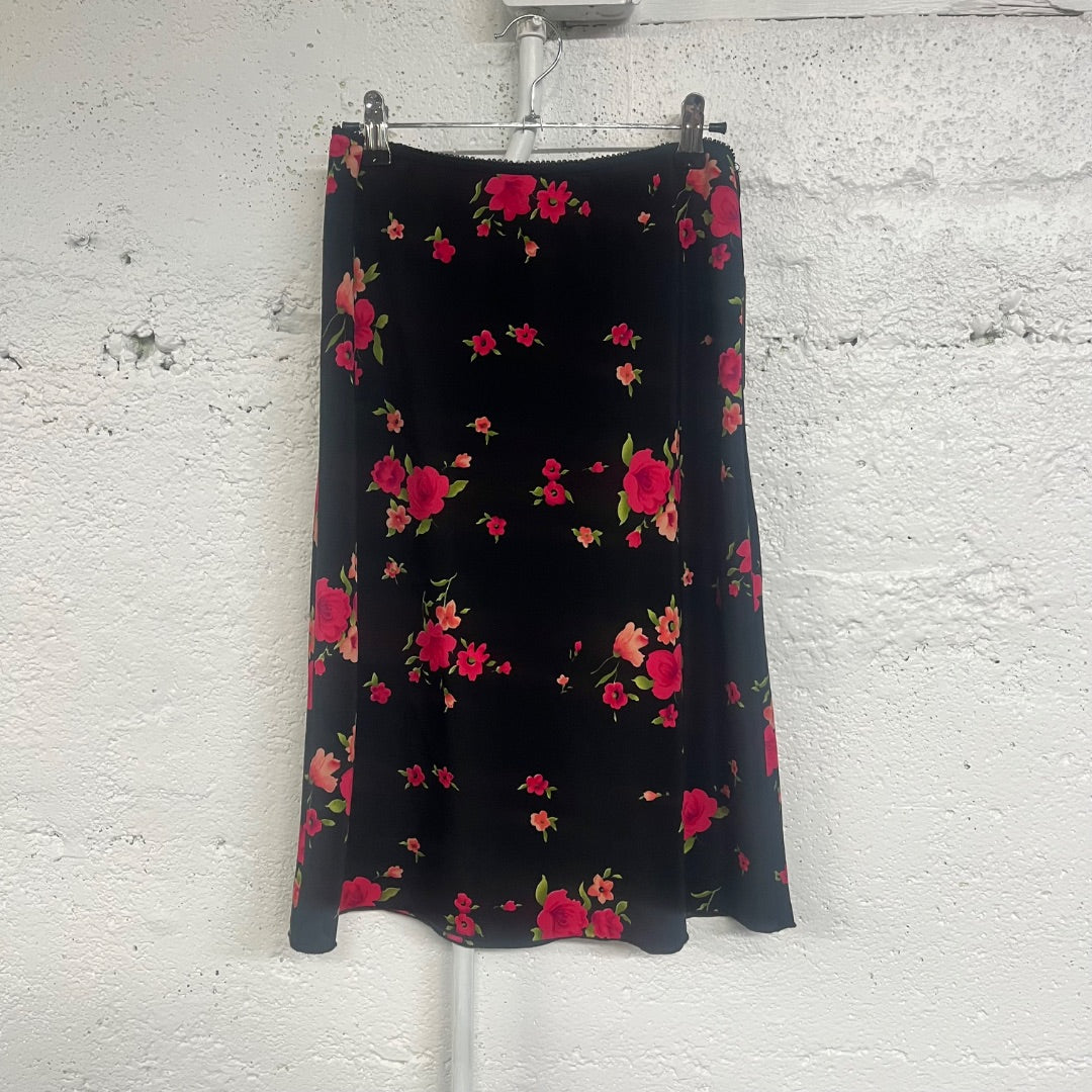Y2K Floral Midi Skirt, M