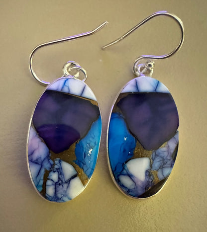 Purple Dahlia Silver dangle earrings