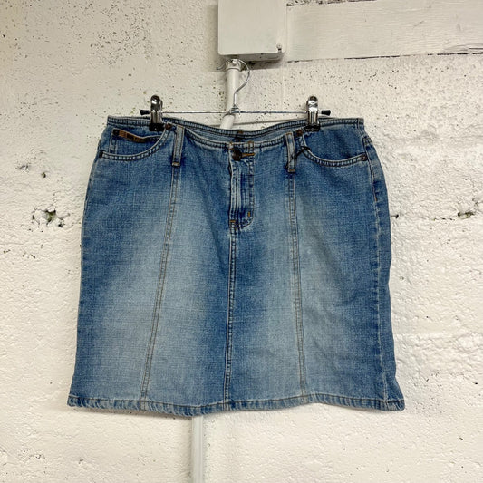 Y2K LEI Denim Paneled Skirt, 10/M