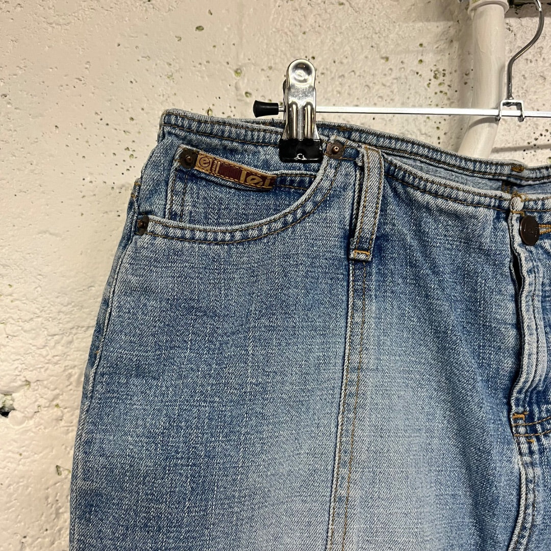 Y2K LEI Denim Paneled Skirt, 10/M