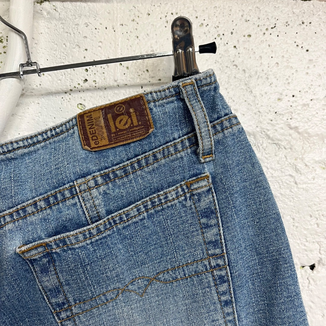 Y2K LEI Denim Paneled Skirt, 10/M