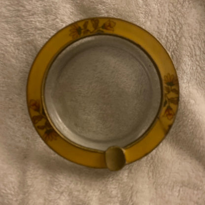 Yellow Cloisonne Cloisonné Ashtry, 4”