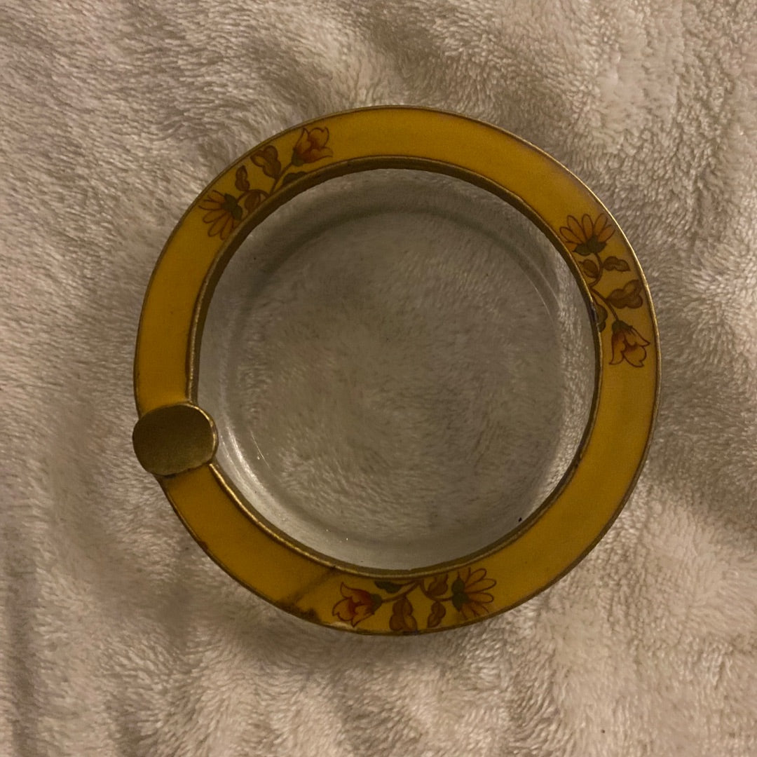 Yellow Cloisonne Cloisonné Ashtry, 4”