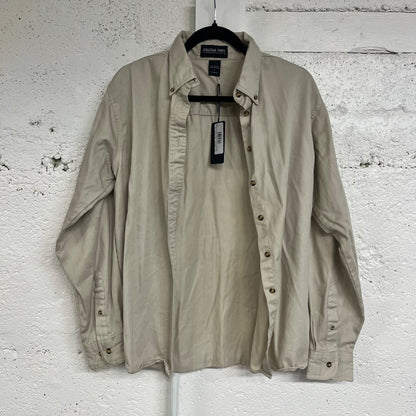90s Women's Tan Button-Up, L