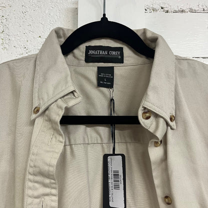 90s Women's Tan Button-Up, L