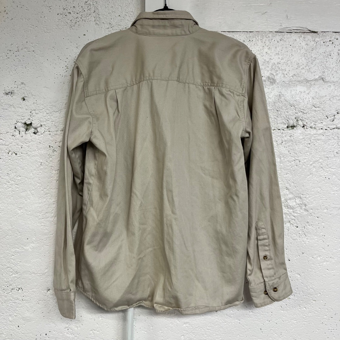 90s Women's Tan Button-Up, L