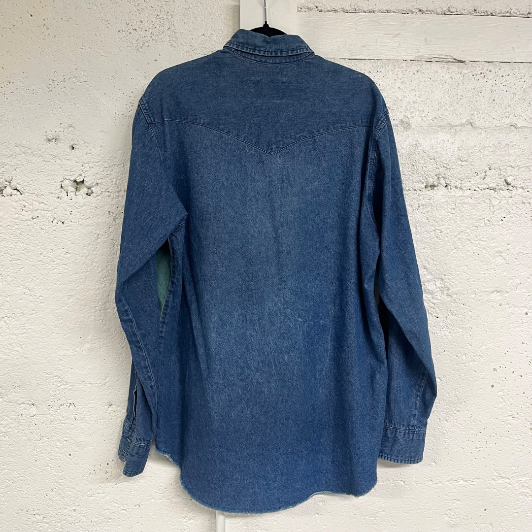 Men's 90s Wrangler Denim Shirt, L/Extra Long