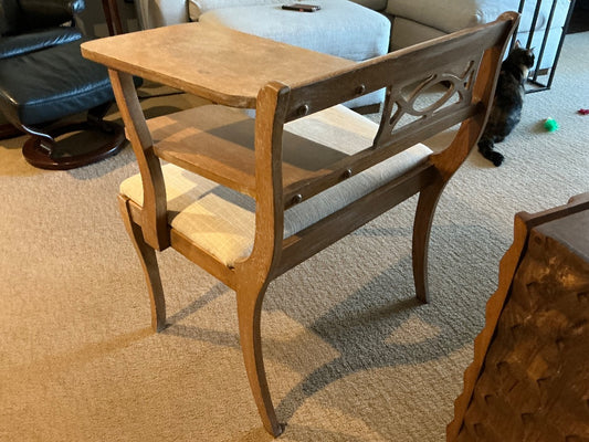Oak with cream fabric  Phone bench, 27w x 19d x 30h