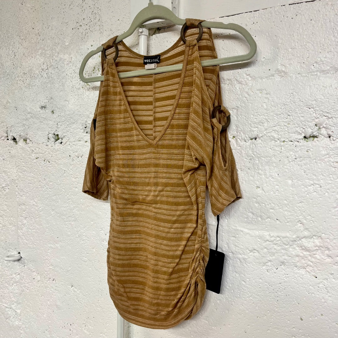 90s/00s Wet Seal O-Ring Sleeve Top, S