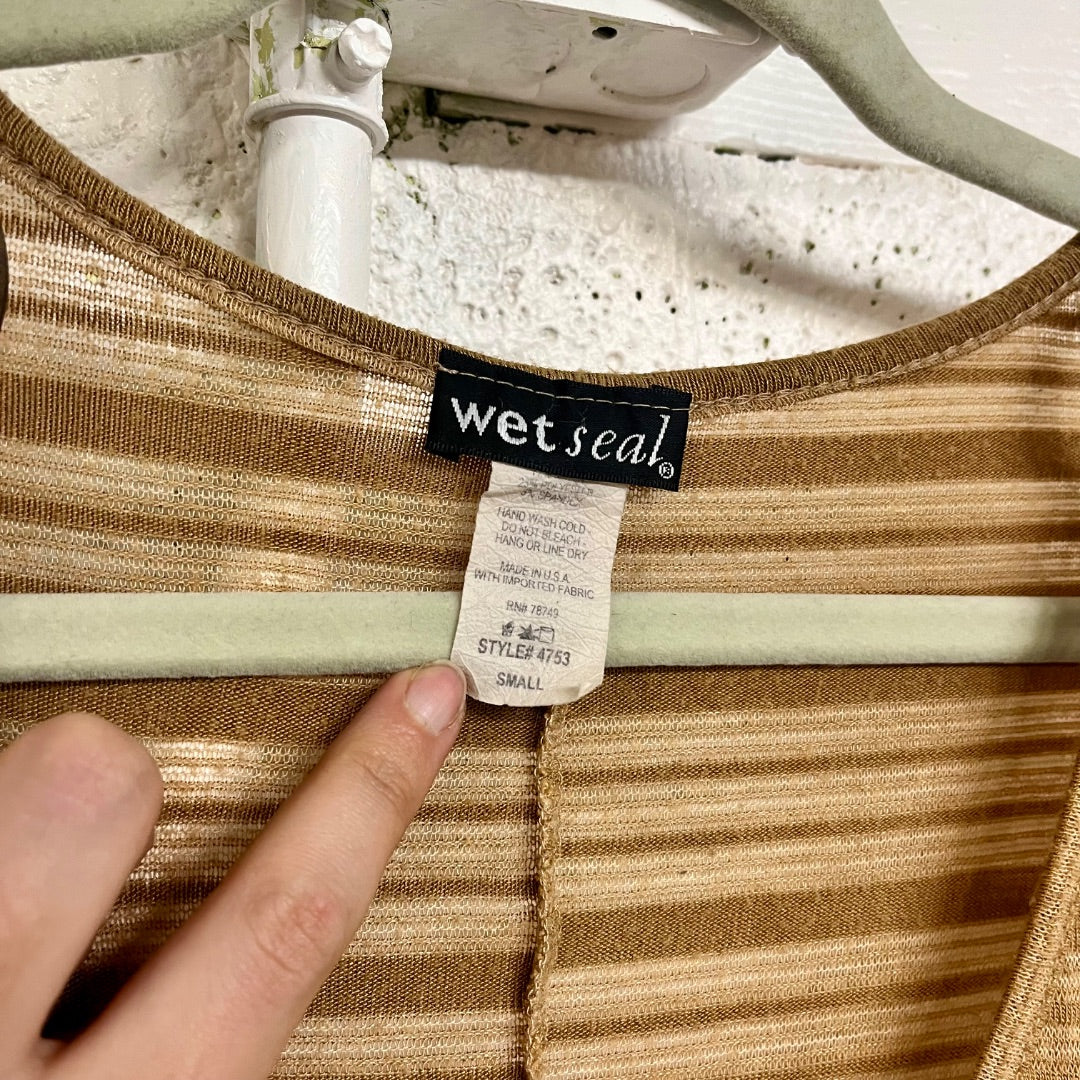 90s/00s Wet Seal O-Ring Sleeve Top, S