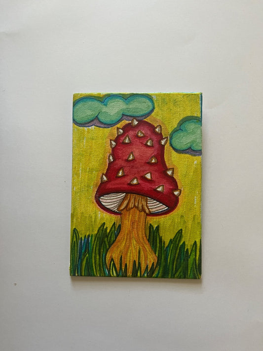 Mushroom Spikes Original Ink Drawing, 5x7