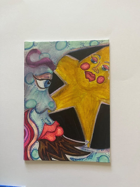 Star Gaze Original Ink Drawing, 5x7