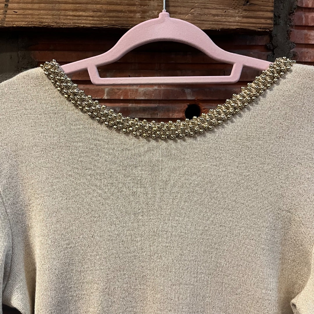 80s Hand-Beaded V-Back Dress, 8/M/L