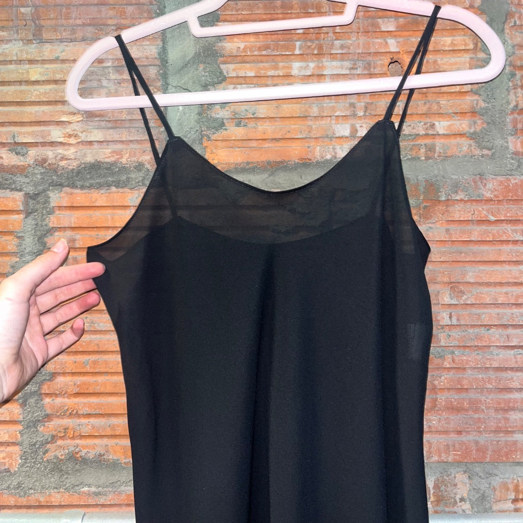 90s Sheer Black Maxi Slip Dress, 6/S