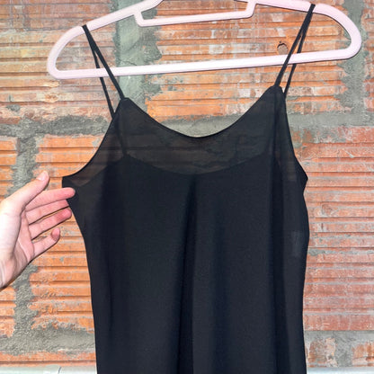 90s Sheer Black Maxi Slip Dress, 6/S