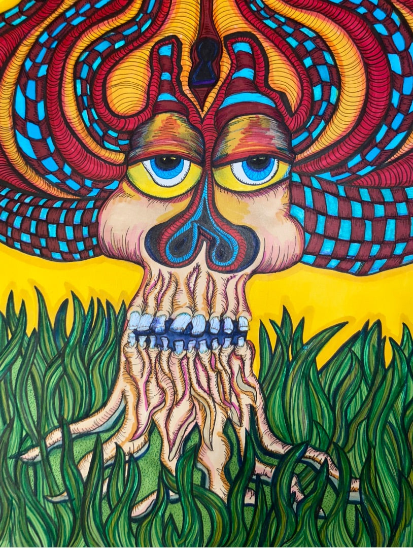 Psychedelic Mushroom Man Print. Original was created with watercolors and ink Print, 11x14
