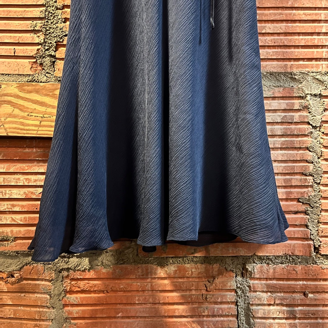 Y2K Silk Shell Navy Formal Dress, S