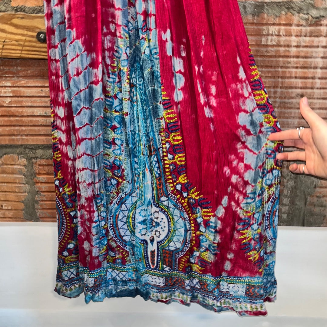 Tie-Dye Boho Maxi Dress, M