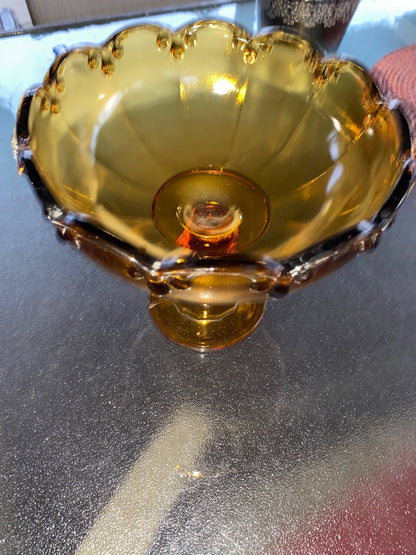 AMBER/yellow Indiana Amber Indiana Glass Compote, 7.5”