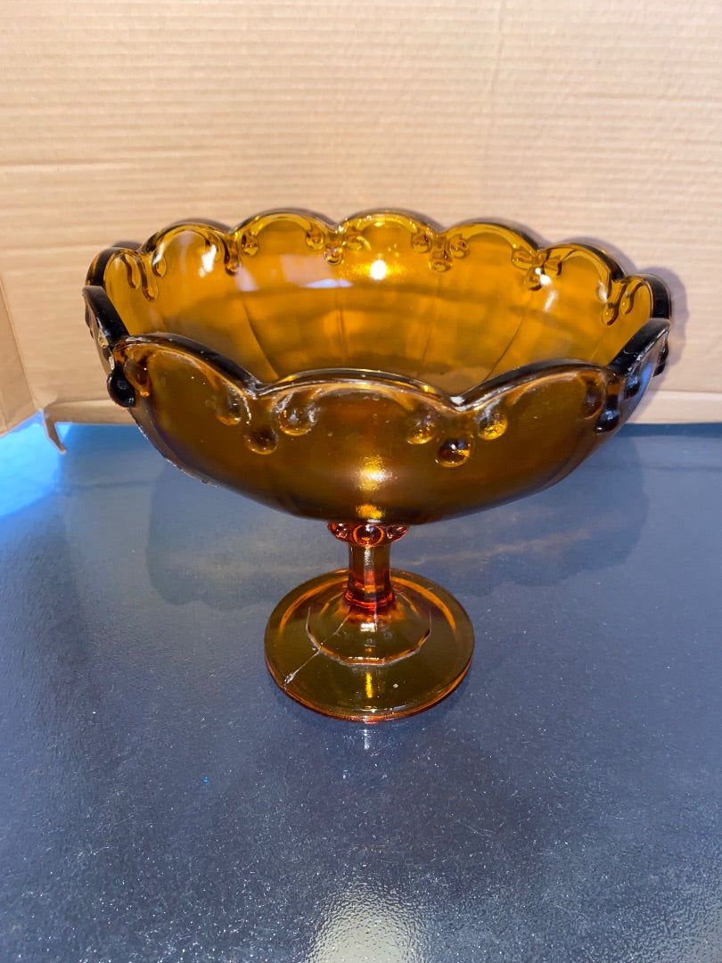 AMBER/yellow Indiana Amber Indiana Glass Compote, 7.5”