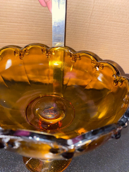AMBER/yellow Indiana Amber Indiana Glass Compote, 7.5”
