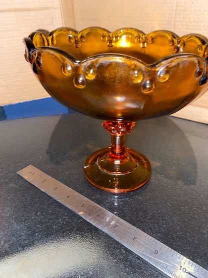 AMBER/yellow Indiana Amber Indiana Glass Compote, 7.5”