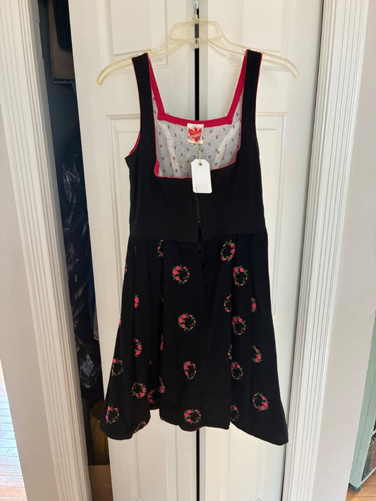 Bavarian trachten dirndl, black/pink, embroidered, size S
