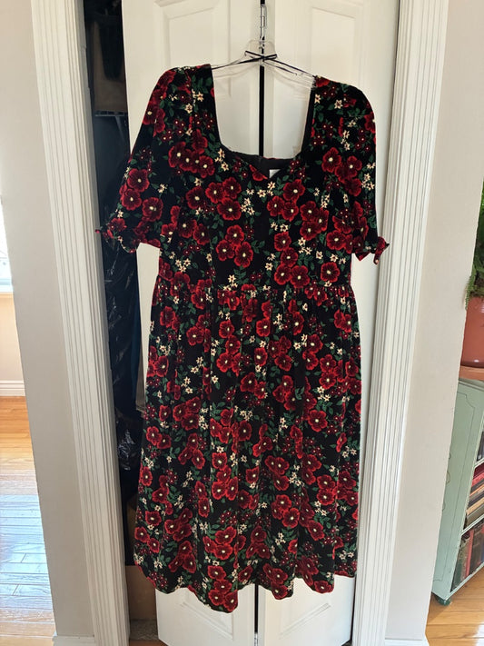 Laura Ashley/Joanie floral velvet puff sleeve dress
