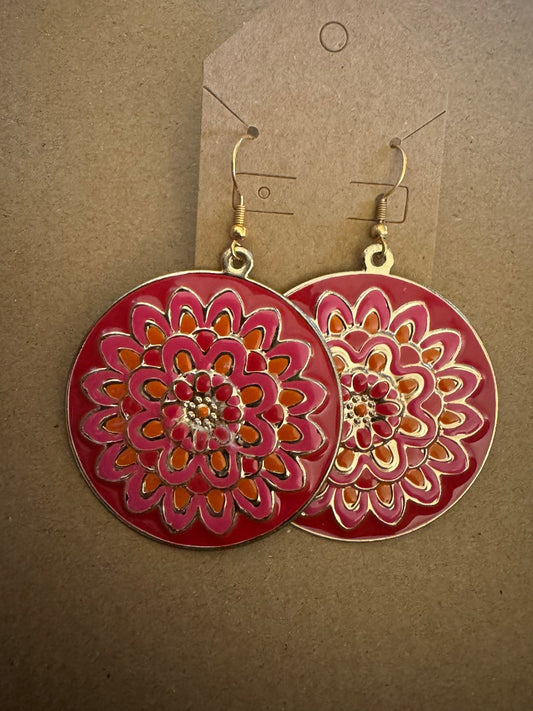 Pink2tone GT circle dangle earrings