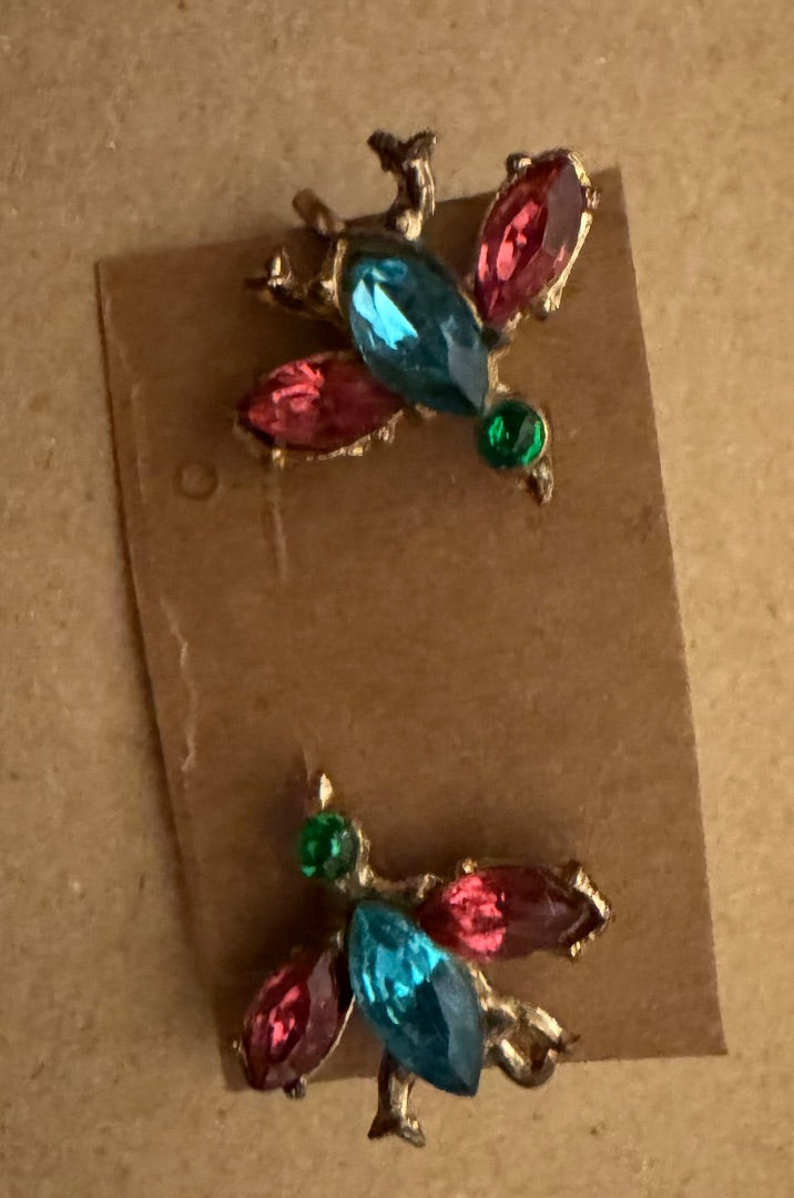 Duck multicolor clip earrings