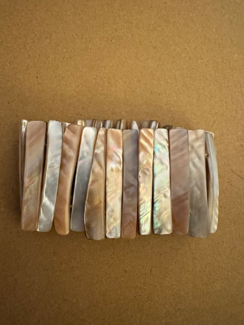 Shell bluegraytan stretchy bracelet