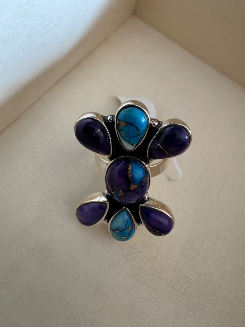 Blue Purple Dahlia ring 7