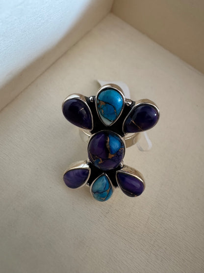 Blue Purple Dahlia ring 7