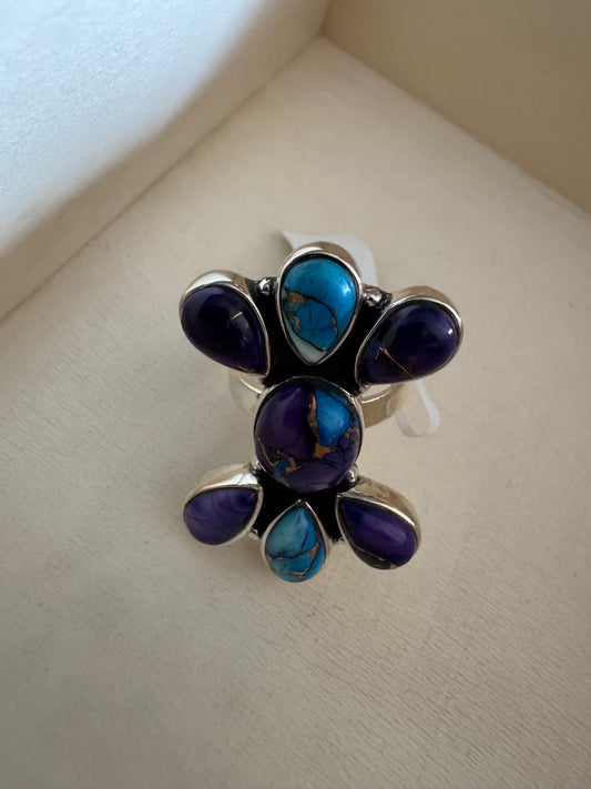 Blue Purple Dahlia ring 7