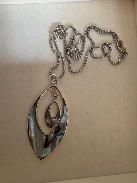 Abalone Pendant 925 chain necklace