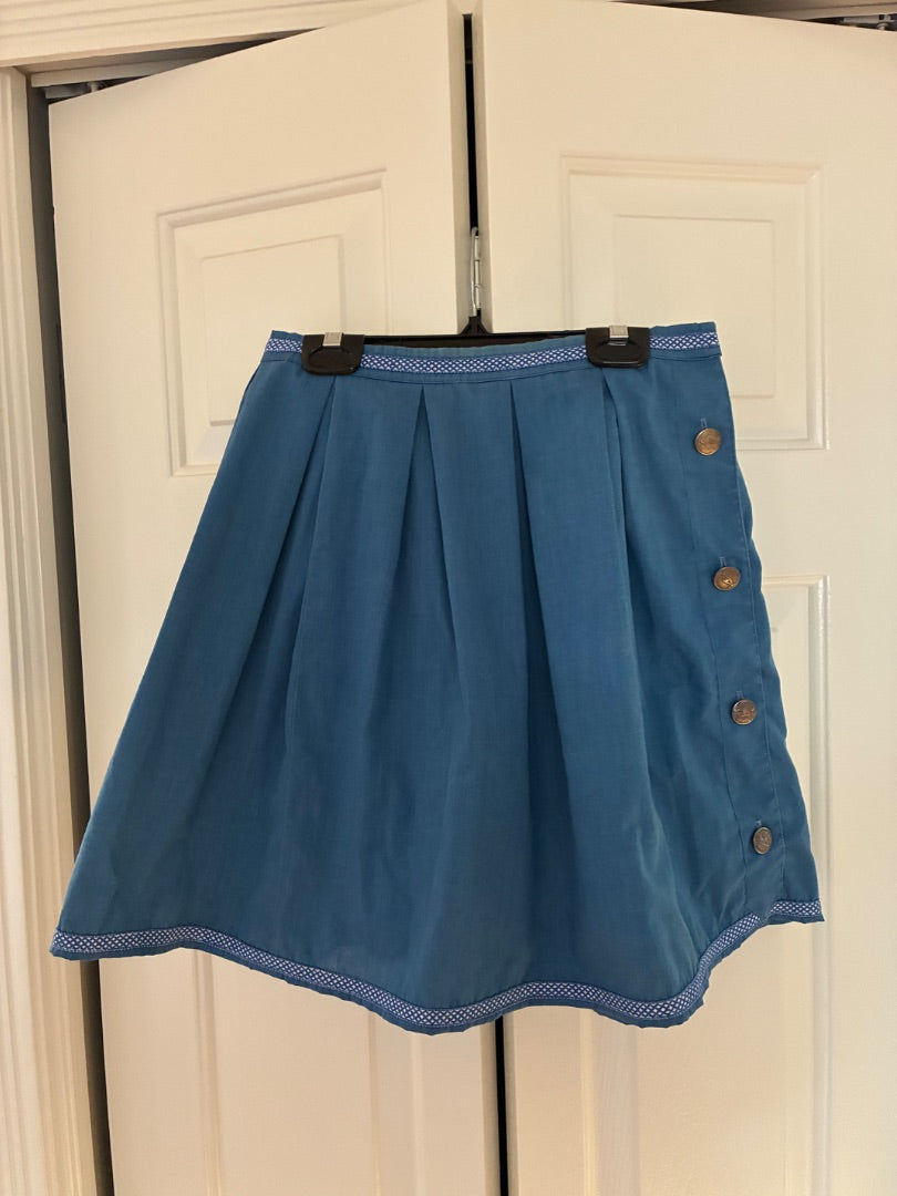 Vintage blue skirt with goat buttons, XS
