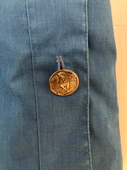 Vintage blue skirt with goat buttons, XS